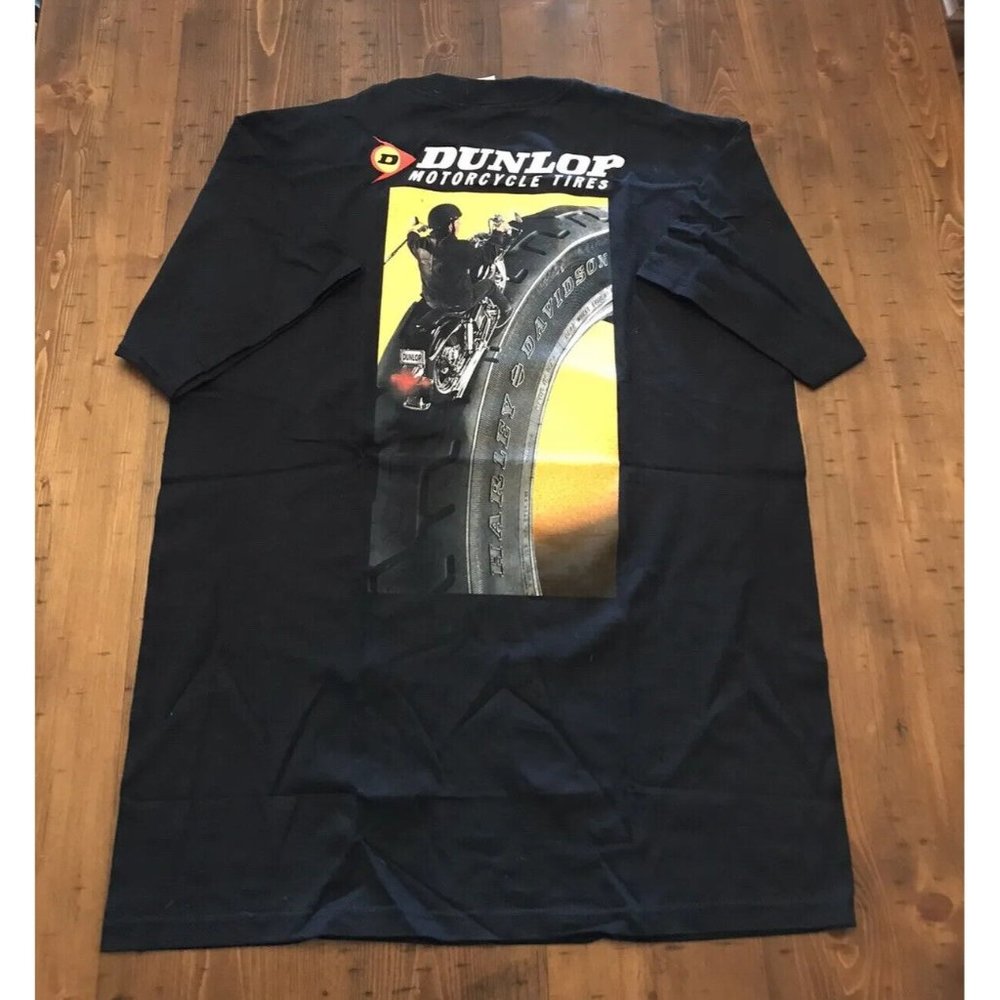 Dunlop Tires Harley Davidson Motorcycle T-Shirt Bikers Choice Pocket Men’s Sz L